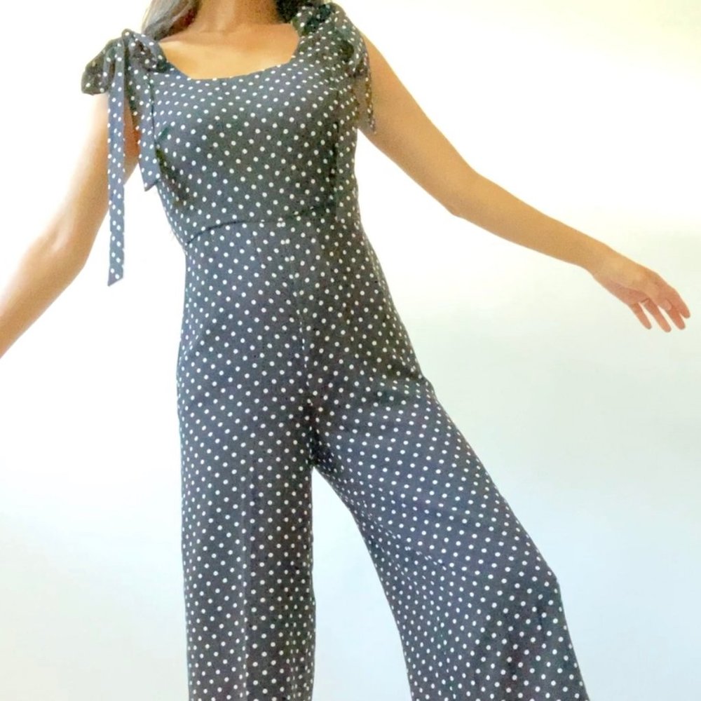 Sz 2 Classic polka dot navy italian jumpsuit